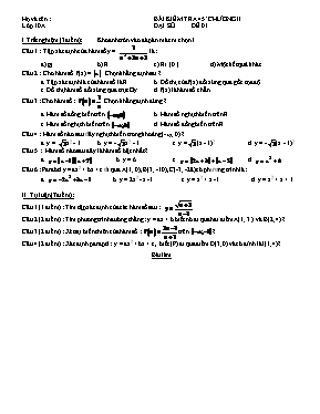 Bài kiểm tra 45 phút 0 Chương II Đại số 10 - Dề 01